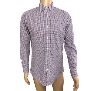 Banana Republic Men’s Button Down Shirt M Blue Maroon White Checkered  Slim Fit